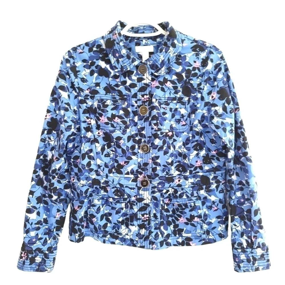 CHARTER Club Blue Floral Jacket